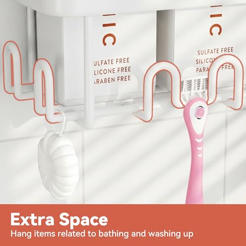 Shower Caddy Adhesive, Rustproof Shower Organizer, Wall Shower Rack | Large Capacity Shower Shelf for Inside Shower, No Drill Shower Storage, Shampoo Shower Holder, White, 2 Caddies - color: White