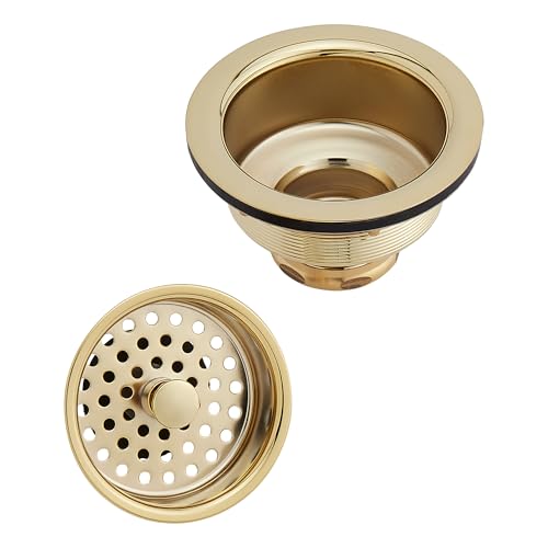Signature Hardware 482758 4-1/2" Basket Strainer with Tailpiece - color: Aged Brass