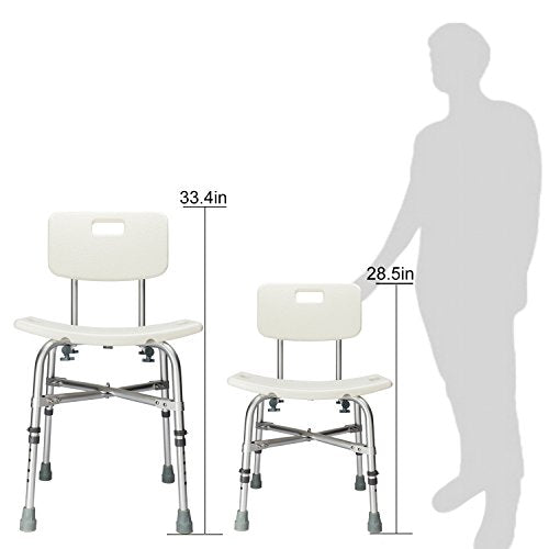 Winado Medical Shower Chair Bath Seat with Back & Adjustable Legs, Supports up to 450 lbs, Bathtub Safety and Support, White - size: White