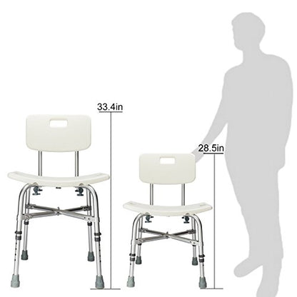 Winado Medical Shower Chair Bath Seat with Back & Adjustable Legs, Supports up to 450 lbs, Bathtub Safety and Support, White - size: White