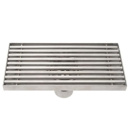 304 Stainless Steel Linear Shower Drain 8 Inch Long 20x10 cm Rectangular Floor Grate for 50 mm Pipe Middle Outlet (Middle Drain) - size: Middle Drain