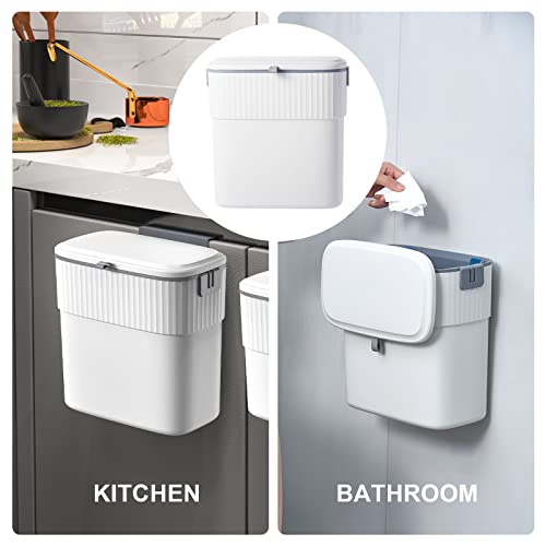 ELPHECO Hanging Trash Can with Lid, 2.5 Gallon, Kitchen Compost Bin | Wall-Mounted Garbage Can, Small Plastic Trash Bin, Under-Sink Wastebasket for Cupboard, Countertop and Cabinet Door - size: 2.5 Gallon