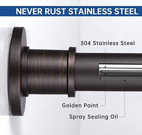 BRIOFOX Industrial Shower Curtain Rod - Never Rust Non-Slip 43-72 Inch Stainless Steel, Bronze, Painted-gold Finial - color: Bronze Painted-gold Finial, size: 43-72 Inch