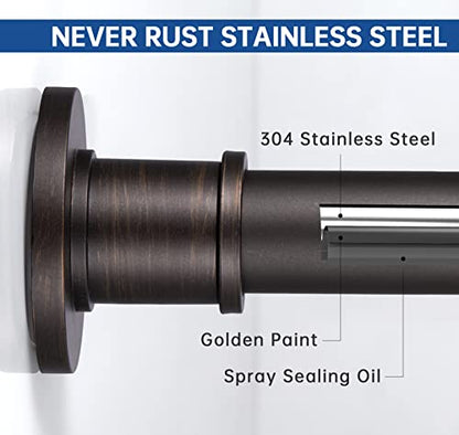 BRIOFOX Industrial Shower Curtain Rod - Never Rust Non-Slip 43-72 Inch Stainless Steel, Bronze, Painted-gold Finial - color: Bronze Painted-gold Finial, size: 43-72 Inch