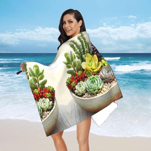 Succulent Potted Plant Quick Dry Bath Towels - Super Soft Bath Towels for Home, Spa, Gym, Travel - color: Succulent Potted Plant, size: 27.5"x55"