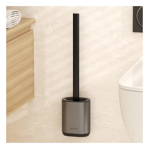 Toilet Brush and Holder Set - Wall Mounted Bathroom Scrub Brush, Toilet Bowl Brush and Plunger Set for Bathroom Cleaner (Grey) - color: Gray