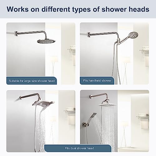BRIGHT SHOWERS 16-Inch Shower Head Extension Arm with Flange, L Shaped Shower Extender, Extra-Long Stainless Steel Shower Pipe, Brushed Nickel - color: Brushed Nickel, style: L-Shape 16 Inch