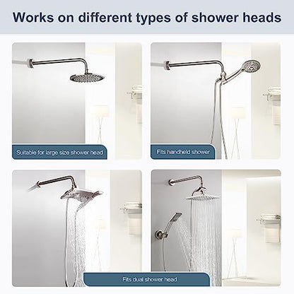 BRIGHT SHOWERS 16-Inch Shower Head Extension Arm with Flange, L Shaped Shower Extender, Extra-Long Stainless Steel Shower Pipe, Brushed Nickel - color: Brushed Nickel, style: L-Shape 16 Inch