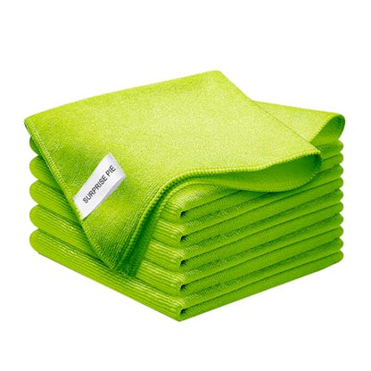Premium 400 GSM Microfiber Cleaning Cloths, Ultra Absorbent Lint Free Towels, Thick Reusable Cleaning Rags for Kitchen, Car Wash, Glass, Stainless Steel & Household Cleaning, 6 Pack 12"x12" Green - color: Green