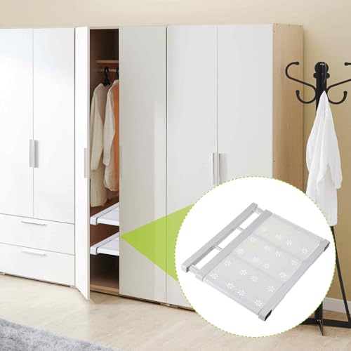 HARFINGTON Expandable Closet Tension Shelf 11.81" to 15.75" Adjustable Closet Organizer 2.5" x 13.78" Flower Pattern Storage Rack for Wardrobe Cupboard Kitchen Bedroom - size: 30cm to 40cm