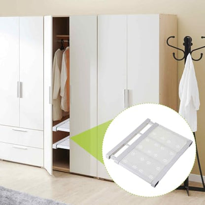 HARFINGTON Expandable Closet Tension Shelf 11.81" to 15.75" Adjustable Closet Organizer 2.5" x 13.78" Flower Pattern Storage Rack for Wardrobe Cupboard Kitchen Bedroom - size: 30cm to 40cm