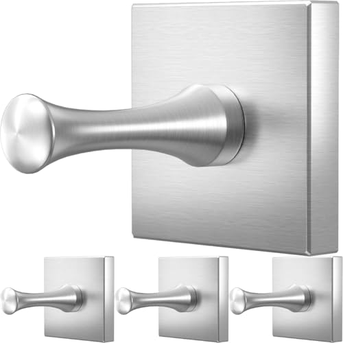 DGYB Towel Hooks for Bathrooms Set of 4 Brushed Nickel Shower Hooks for Inside Shower Stainless Steel Heavy Duty Wall Hooks for Hanging for Kitchen Bedroom Office Pool Coats - color: Brush - 4 Pcs