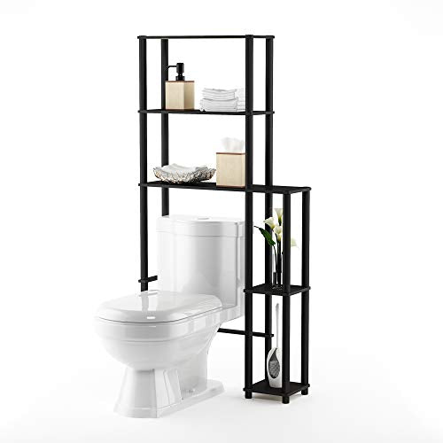 Furinno Turn-N-Tube Over The Toilet Storage, 5 Shelves Bathroom Organizer Space Saver Rack, Espresso/Black - color: Espresso/Black, style: Side Rack