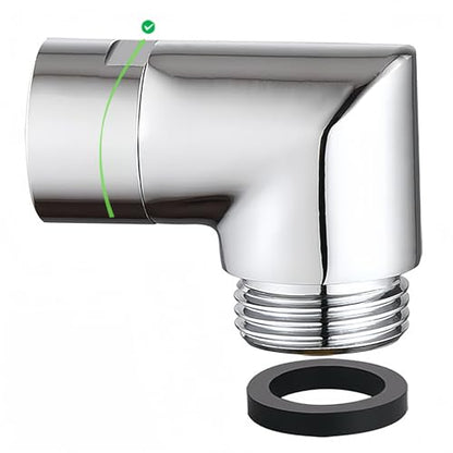 Totalize Solid Brass 90 Degree Shower Elbow Adapter, G1/2" Shower Head Extension Arm Connector (Chrome)