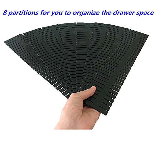 8pcs DIY Plastic Drawer Organizer Adjustable Drawer Dividers for Home Tidy Closet, Socks, Underwear, Office School Supplies, Kitchen Utensil Tools (Black) - color: Black