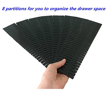 8pcs DIY Plastic Drawer Organizer Adjustable Drawer Dividers for Home Tidy Closet, Socks, Underwear, Office School Supplies, Kitchen Utensil Tools (Black) - color: Black