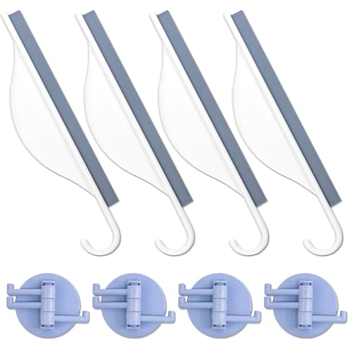 4 Pcs Mini Squeegee with Hanging Hook Shower Mirror Squeegee for Bathroom, Small Squeegee Water Scraper for Cleaning Sink, Counter, Tiles (White)
