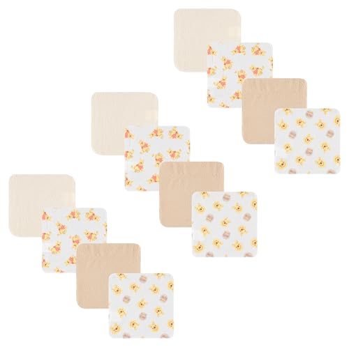Disney Baby Washcloths 12 Pack – Ultra Soft Baby Wash Cloths, Lilo & Stitch (Stitch & Angel), Winnie the Pooh & Mickey Mouse, Absorbent Newborn Bath Essentials - color: Winnie the Pooh I