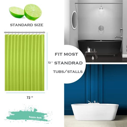 Lime Green Plastic Shower Curtain Or Liner, 72x72 Inch Lightweight Plastic Bathroom Shower Showroom Inner Curtain with Rustproof Metal Grommet Holes and Weighted Magnets - color: E02-fresh Green, size: 72"W x 72"L (Pack of 1)