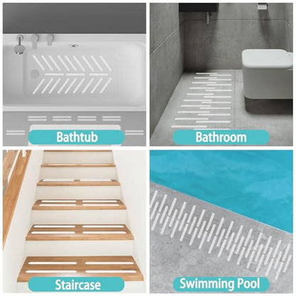 24Pcs Safety Bathtub Strips Adhesive, Non Slip Bathtub Stickers Anti Slip Shower Stickers, Safety Adhesive Strips for DIY, Stair, Floor (White) - color: White