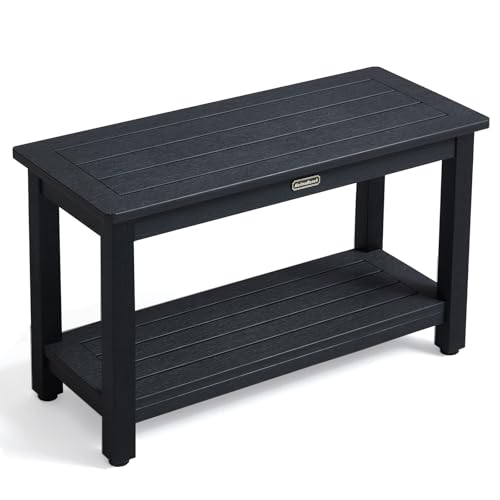 KaimuBench 30'' Waterproof Shower Stool, Poly Lumber Shower Bench Seat for Shaving Legs, HDPS Plastic Bath Chair Seat, Non-Slip & No Maintenance, Black, Weight Capacity 700LBS (30 x 13 Inches) - color: Black, size: XL Size(30*13*18'')