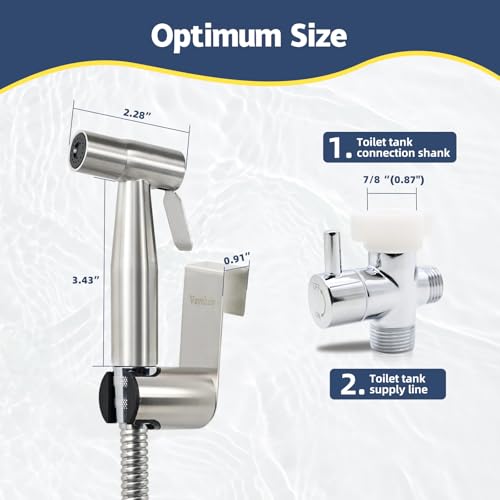 Handheld Bidet Sprayer for Toilet 2 PCS - Bidets for Existing Toilets Adjustable Water Pressure with Bidet Hose for Feminine Wash, Stainless Steel Muslim Shower Jet Spray for Toilet - style: 2 Pack