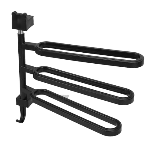 HURRISE Bathroom Towel Bars, Swivel Towel Rack, Bathroom Wall Mounted Swivel Towel Rack Holder with Hooks for Bathroom Organizer (3 Rods) - color: 3 Rods