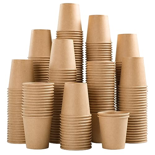 SIUQ 1200 Pack 3 oz Kraft Paper Cups, Disposable Bathroom Cups | Mini Mouthwash Cups, Hot/Cold Beverage Drinking Cup for Gargle Espresso Juice Medicine (Brown) - style: 3oz-1200pack