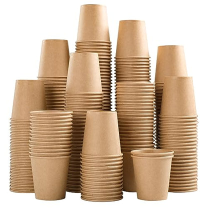 SIUQ 400 Pack 3 oz Kraft Paper Cups, Disposable Bathroom Mouthwash Cups | Mini Brown Paper Espresso Cups 3 Ounce for Parties, Bathroom, Picnics, Travel and Events - style: 3oz-400pack