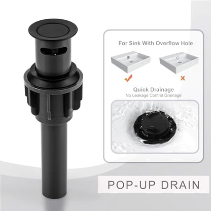 Black Bathroom Sink Faucet, 4 Inch Centerset Bathroom Faucet | ALEASHA 2 Handles Vanity Faucet with Pop Up Drain Stopper, RV Lavatory Vanity Faucets with Aesthetic Appeal - color: Matte Black