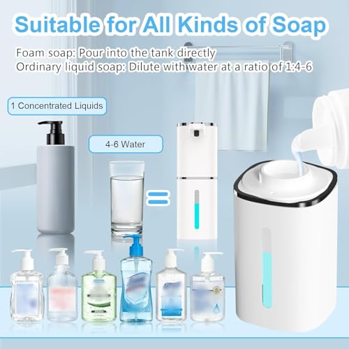 Automatic Soap Dispenser Touchless,Hands-Free,9 Multi Adjustable Volume,Waterproof Hand Soap Dispenser Compatible with Dish/Hand Soap for Bathroom and Kitchen,Easy for Toddlers (Black,Foam)