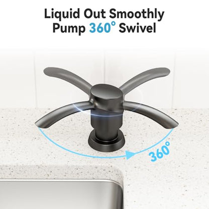 Kitchen Sink Soap Dispenser Black Matt Built-in Dispenser, ABS Dispenser Pump 17 oz PET Bottle, Refill from Top - color: Black Matt, style: 17oz Bottle