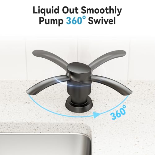 Kitchen Sink Soap Dispenser Black Matt Built-in Dispenser, ABS Dispenser Pump 17 oz PET Bottle, Refill from Top - color: Black Matt, style: 17oz Bottle