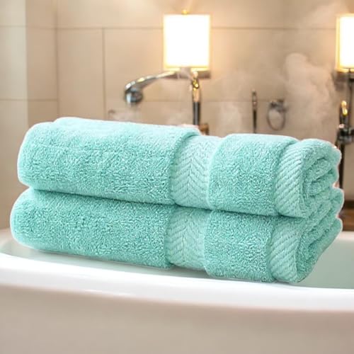 BY LORA 2-Pack Oversized Bath Sheets, Terry Cotton Hotel Large Towels, Teal - color: Nautical Teal, size: Bath Sheet 2-Pack