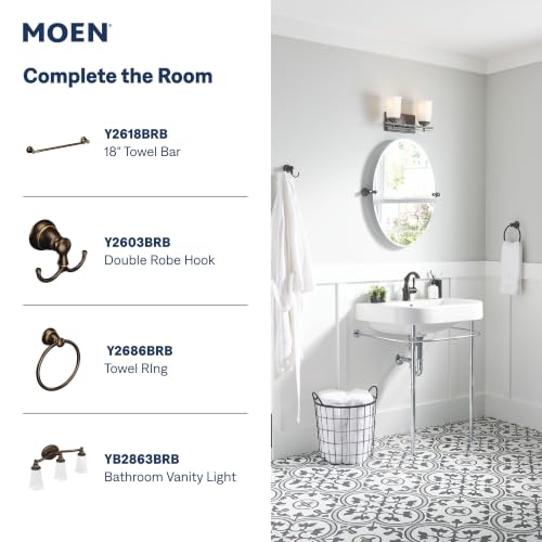 Moen Sarona Mediterranean Bronze One-Handle Single Hole Rustic Farmhouse Bathroom Sink Faucet with Optional Deckplate, 84144BRB