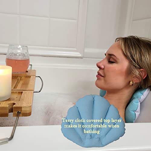 Inflatable Bath Pillow with Suction Cup Pack of 2 – Terry Cloth Covered for Extra Comfort
