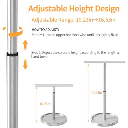 STWWO Hand Towel Holder Stand, T-Shape Countertop Hand Towel Stand for Bathroom Kitchen, Adjustable Hand Towel Holder, Gold - color: Gold