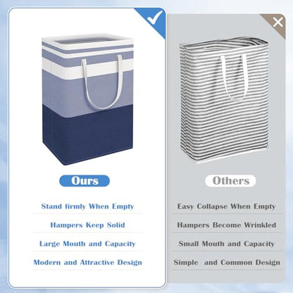 BlissTotes 3-Pack Laundry Basket, Collapsible Laundry Hamper, Blue, 88L | Laundry Clothes Hamper, Hampers for Bedroom, Freestanding Hamper with Handles, Clothes Laundry Basket - color: Blue, size: 88L