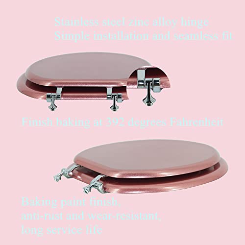 Round Toilet Seat Wood Toilet Seat Prevent Shifting with Zinc Alloy Hinges American Standard Size Toilet Seat Easy to Install also Easy to Clean （Round,Sparkling Queen Red) - color: Queen Red, size: Round