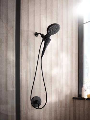 Moen Verso Round Rain Showerhead and Handshower Combination with Infiniti Dial and Magnetix Docking, 60" Hose, Matte Black, 220C2EPBL - color: Matte Black