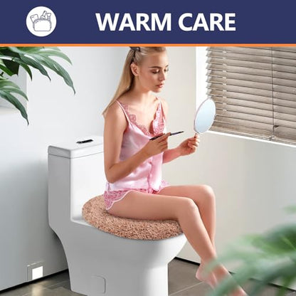 Soft Microfiber Toilet Lid Cover 17.5" x 15" Machine Washable | Solid Toilet Seat Cover Adjustable Rubber Backing Fits Most 16 -17.5" L x 14-16" W Round Oblong and Elongated Toilet Seat - color: Blush Pink