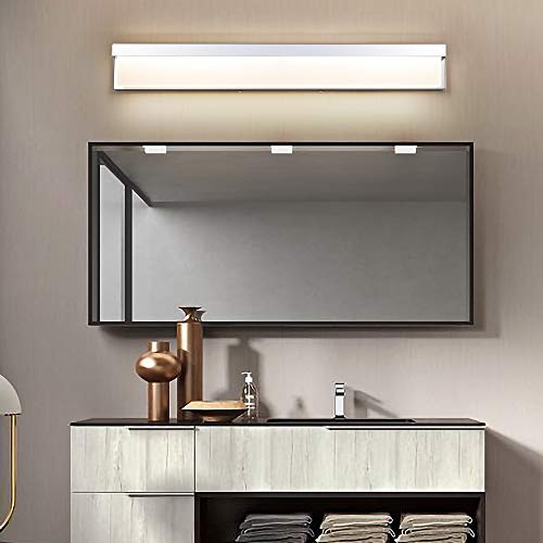 LED Bathroom Vanity Light Fixture Over Mirror 32.3 inch Modern Rectangle Finishing Bath Vanity Lighting Bar 4000K Daylight Wall Sconce (Chrome) - color: Chrome, size: 32 inch