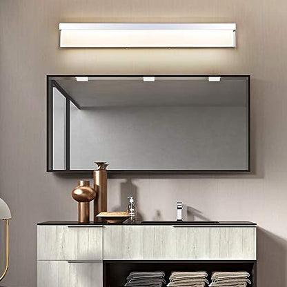 LED Bathroom Vanity Light Fixture Over Mirror 32.3 inch Modern Rectangle Finishing Bath Vanity Lighting Bar 4000K Daylight Wall Sconce (Chrome) - color: Chrome, size: 32 inch