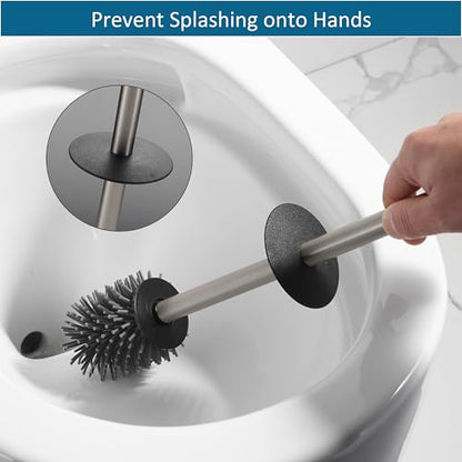 Toilet Brush and Holder Set Brushed Nickel Toilet Bowl Cleaner Brush Freestanding for Bathroom - color: Brushed Nickel