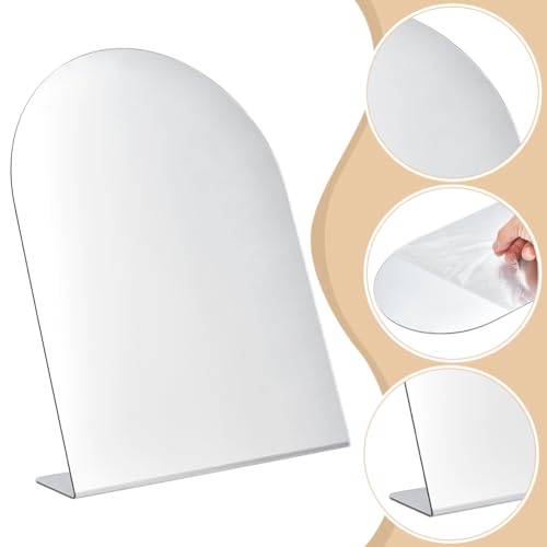 WADORN 2Pcs Counter Top Desk Mirror, Freestanding Table Desktop Mirrors with 1Pc Mini Flip-top Mirror Sets Acrylic Single Sided Vanity Desk Glass for Valentine's Day Home Tabletop Dorm Makeup Shaving,