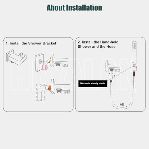Heyalan Hand-held Shower Head Set-SUS304 Handheld Shower, Brushed Nickel | SUS304 stainless steel wand, straight-style design, single rain spray, 59-inch long hose and standard 1/2-inch connection - color: Brushed Nickel, style: Straight Style