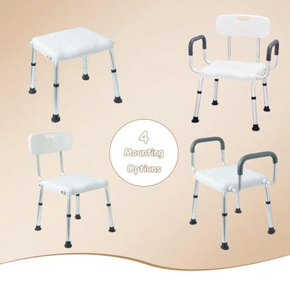 Plus Size 24in Extra Wide Shower Seats for Adults with Arms & Back.SQ | Semi Pre-Assembled, Bath Chairs for Seniors, or Big & Tall Person, 150kg Weight Capacity.