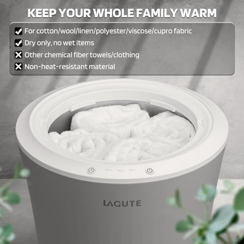 Lagute 20L Towel Warmer for Bathroom, 3-Level Timer, Warning Alarm & RGB Light, Auto Shut-Off, Heated Bucket for Bathrobe, Blanket, 40 '' x 70'' Towels, Gray - color: Gray