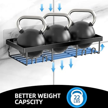 Moforoco 3-Pack Shower Caddy Basket Shelf with Soap Holder, No Drilling Traceless Adhesive Shower Wall Shelves, Rustproof Black Bathroom Shower Storage Organizer - color: Black