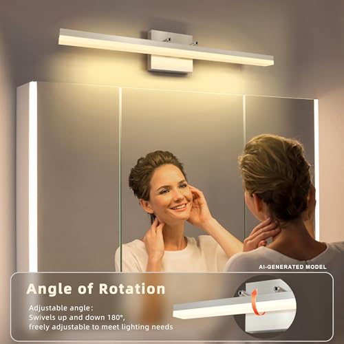 Brushed Nickel Vanity Light for Bathroom - 5CCT Dimmable, Adjustable Angle, 23.62-inch Long 16W LED Bar Light Fixture Over Mirror - Modern Wall Lighting - size: 23.62inch Long